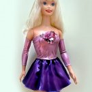 Pink Metallic Top with Rose & Purple Satin Skirt for My Size Barbie Doll. New