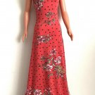 Maxi Dress for My Size Barbie Doll 36". Multicolor: Light-Red with Flowers. New