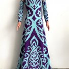 Maxi Dress for My Size Barbie Doll. Beautiful purple-turquoise print. New