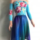 Light Blue Top & Purple-blue-green Skirt for My Size Barbie Doll. New