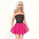 Clothes set for My Size Barbie doll: fuchsia pink satin skirt, sparkly top. New
