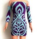 Mini Dress for My Size Barbie Doll. Beautiful purple-turquoise print. New