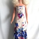 Long Dress for My Size Barbie Doll. Elegant, with blue roses. New