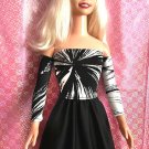 Black Mini Skirt, Black-white Sleves & Top for My Size Barbie Doll. New, OOAK