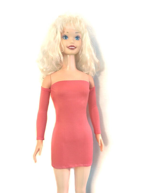 Coral Pink Mini Dress Bodycon for My Size Barbie Doll 36"
