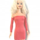 Coral Pink Mini Dress Bodycon for My Size Barbie Doll 36"