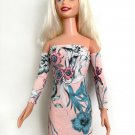 Light-pink Mini Dress with large flowers print, for My Size Barbie Doll. New