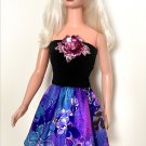 Black Top with sequin rose. Purple-blue skirt, for My Size Barbie Doll 36". New