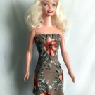 Brown Mini Dress for My Size Barbie Doll. New, with large flowers