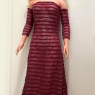 Long Striped Crochet Dress for My Size Barbie Doll. New. Dark-cherry