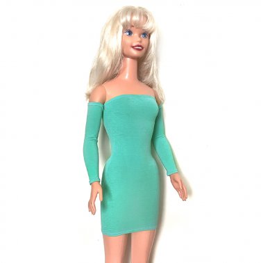 Aqua-green Mini Dress Bodycon for My Size Barbie Doll. New. OOAK