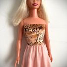 Structured Velvet Top & Blush-pink Rayon Mini Skirt for My Size Barbie Doll. New