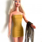 Mustard Yellow Mini Dress for My Size Barbie Doll 36" New. + Animal Print Scarf