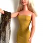 Mustard Yellow Mini Dress for My Size Barbie Doll 36" New. + Animal Print Scarf