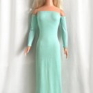Straight Long Dress for My Size Barbie Doll 36". Light Aqua-green, Stretchy, New