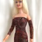 Burgundy-Black Mini Dress for My Size Barbie Doll. New. Velvet-on-polyester