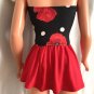 Red Mini Skirt, top with poppies & polka dots, for My Size Barbie Doll. OOAK New