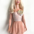 Lace Top with Faux Flower & Beige-pink Skirt for My Size Barbie Doll 36" New