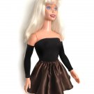 Black Top, Brown Satin Mini Skirt for My Size Barbie Doll 36" New 4-pieces set