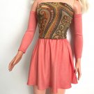 Multicolor Top & Salmon-pink Mini Skirt for My Size Barbie Doll 36". New