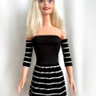 Black Cotton Top & Striped Mini Skirt for My Size Barbie Doll 36" ~New~