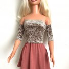 Structured Velvet Top & Rayon Mini Skirt for My Size Barbie Doll. New