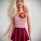 Light-pink Knit Top & Cherry Color Mini Skirt for My Size Barbie Doll. New