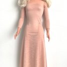 Long Dress for My Size Barbie Doll. Beige with pink shade. Can be sleep gown New