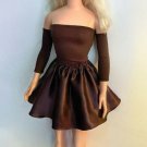 Brown cotton top & Satin Mini Skirt for My Size Barbie Doll 36" New 2-pieces set