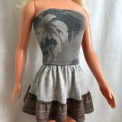 Gray-Brown Mini Skirt & Gray-Multicolor Top for My Size Barbie Doll New