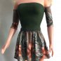 Brown Mini Skirt, sleves, dark-green top - for My Size Barbie Doll. New