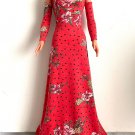 Long Dress for My Size Barbie Doll 36". Multicolor: Light-Red with Flowers. New