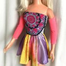 Multicolor Patchwork Skirt & Mandala Print Top for My Size Barbie Doll. OOAK New