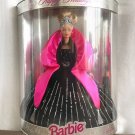 Happy holidays Barbie doll NEW in box. Black-pink sparkly dress. Cute!
