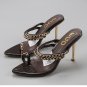 Peep-toe slip-on sandals 9cm high heels