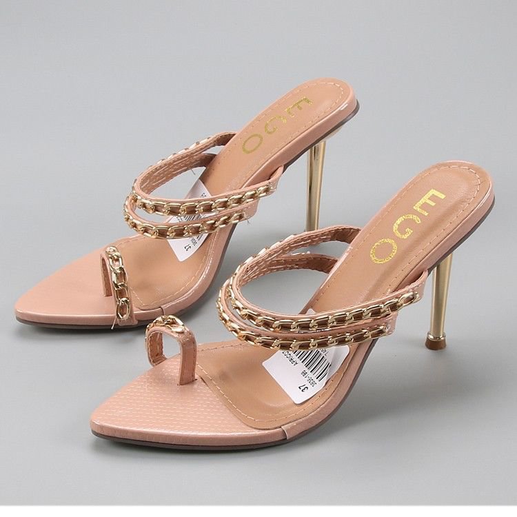 Peep-toe slip-on sandals 9cm high heels