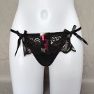 Women's sexy underwear lingerie lace thongs T-string Black