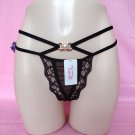 Black Lace mesh cross cut-out lace thongs T-string t-back
