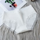 White 3pcs Female Rid fabric lace mid-rise briefs panties