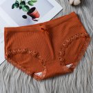 Red 3pcs Female Rid fabric lace mid-rise briefs panties