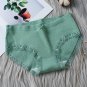 Green 3pcs Female Rid fabric lace mid-rise briefs panties