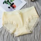 Beige 3pcs Female Rid fabric lace mid-rise briefs panties