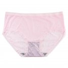 Jacquard Pink 3pcs Female ice silk lace mid-rise briefs panties