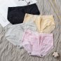 Jacquard Pink 3pcs Female ice silk lace mid-rise briefs panties