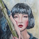 Girl with bamboo