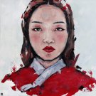 Korean woman in hanbok . Original oil painting. Wall art