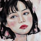 Gentle asian girl. Wall art. Portrait art painting