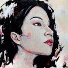 Sunny asian woman. Wall art. Portrait original painting