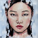 Asian woman portrait. Wall art. Original oil painting