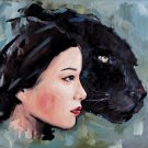 Asian woman with black panther